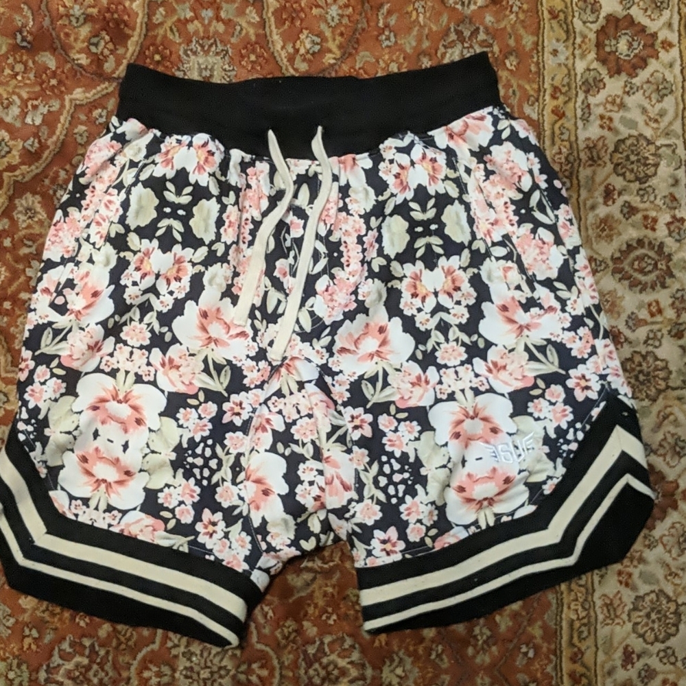 Flower Print Size Up Athletic/Lounge Shorts